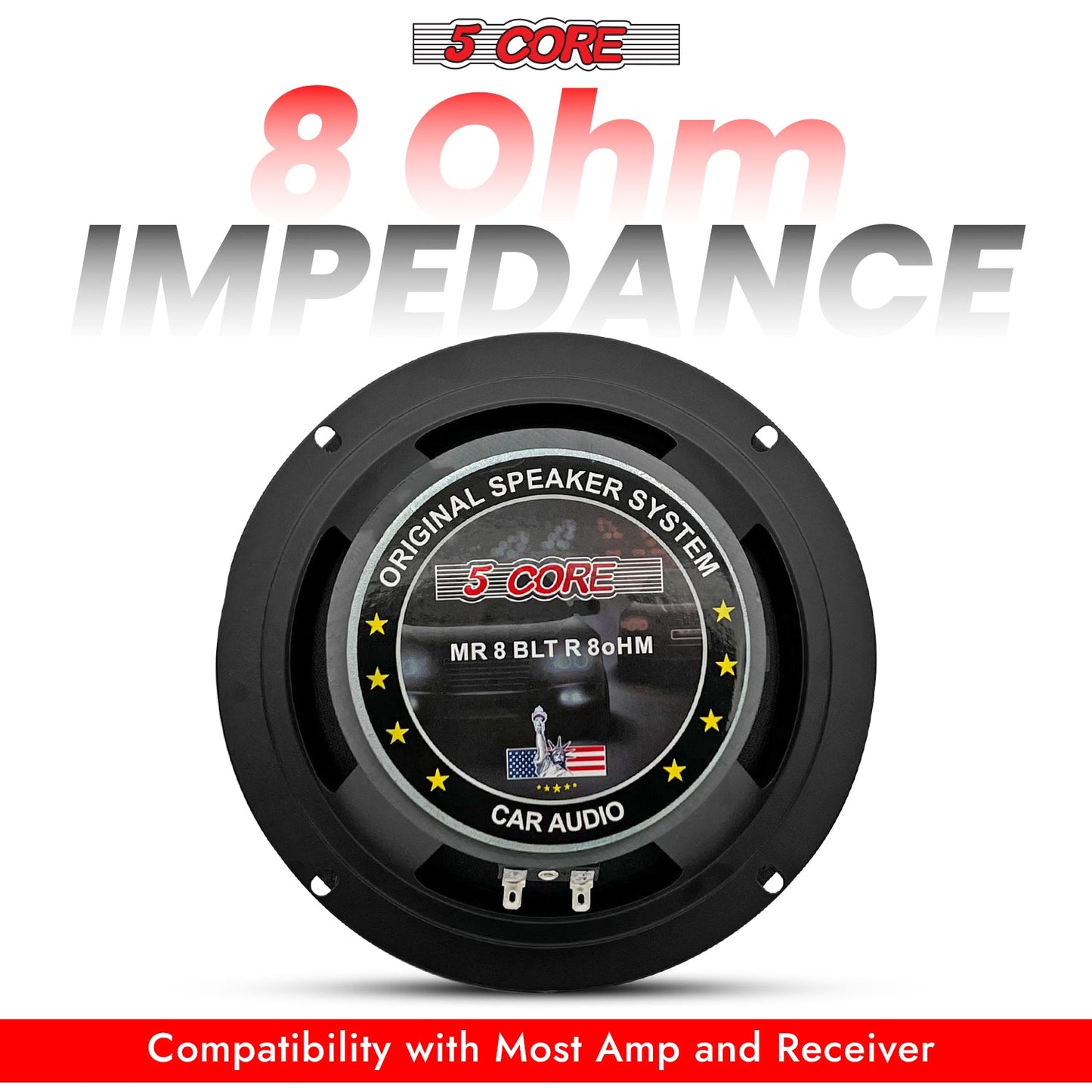5Core 8 Inch Midrange Door Speaker 500W Subwoofer w Aluminum Bullet 8Ω