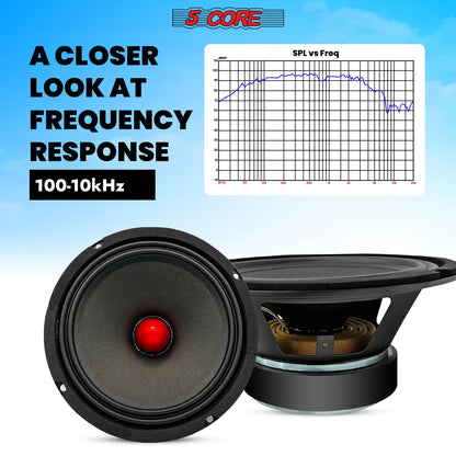5Core 8 Inch Midrange Door Speaker 500W Subwoofer w Aluminum Bullet 8Ω