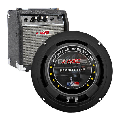 5Core 8 Inch Midrange Door Speaker 500W Subwoofer w Aluminum Bullet 8Ω